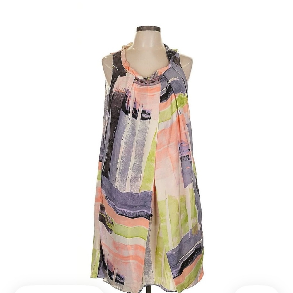 Vera Wang Multicolor Abstract Sleeveless Dress